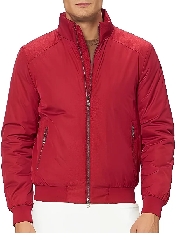 Men coats with multiple inner pockets for convenient storage of essentialsTwo - Way Zip Men Down Jacket for Easy MovementVINCIT BOMBER RED DAHLIA Men coats with multiple inner pockets for convenient storage of essentialsTwo - Way Zip Men Down Jacket for Easy MovementVINCIT BOMBER RED DAHLIA
