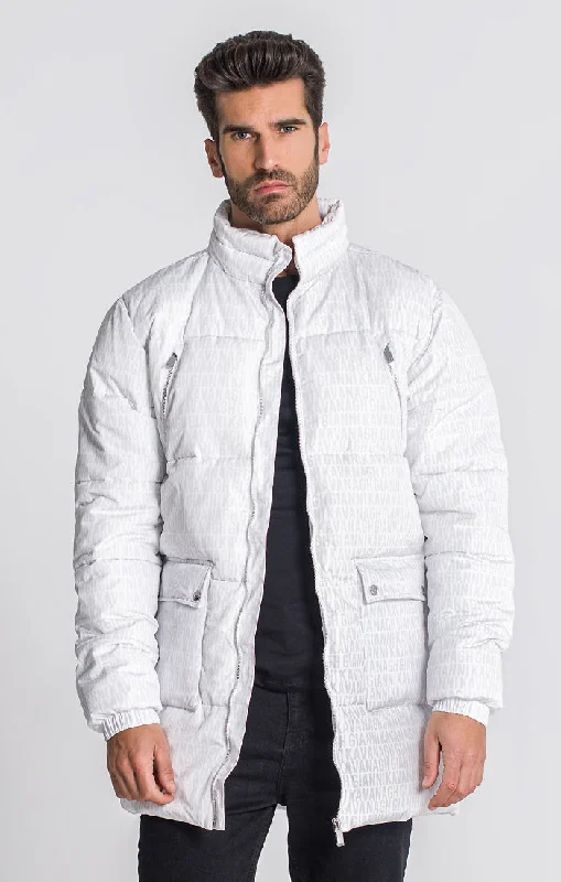 Men down jackets with a quick - drying fabric for active winter sportsColor - Blocked Men Down Jacket for a Bold and Fashionable StatementWhite Typo Puffer Coat Men down jackets with a quick - drying fabric for active winter sportsColor - Blocked Men Down Jacket for a Bold and Fashionable StatementWhite Typo Puffer Coat