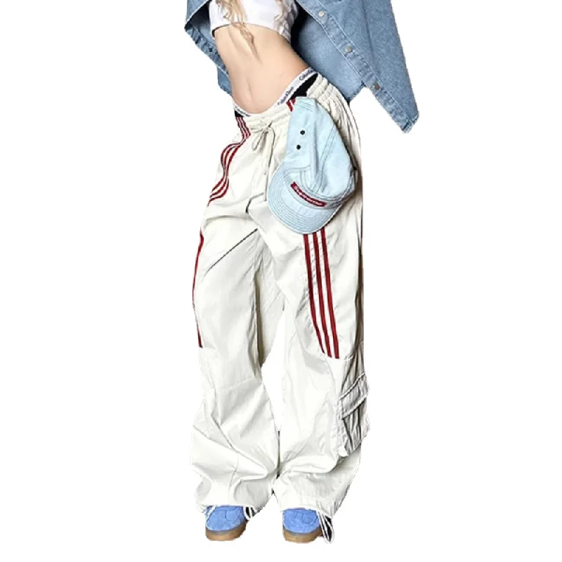 Women's Hip Hop Drawstring Striped Sweatpants