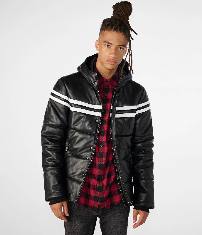 Men down jackets with a high - collar design for enhanced neck protectionDetachable Lining Men Down Jacket for Versatile WearLandon Hooded Puffer With Stripe