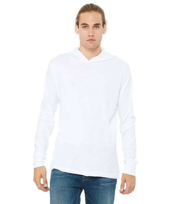 Men's long sleeve polo shirts with a contrast placket for added styleMen Polo with a Button - Down Collar for a Preppy and Stylish Vibe3512 - Bella + Canvas Unisex Jersey Long-Sleeve Hooded T-Shirt | White