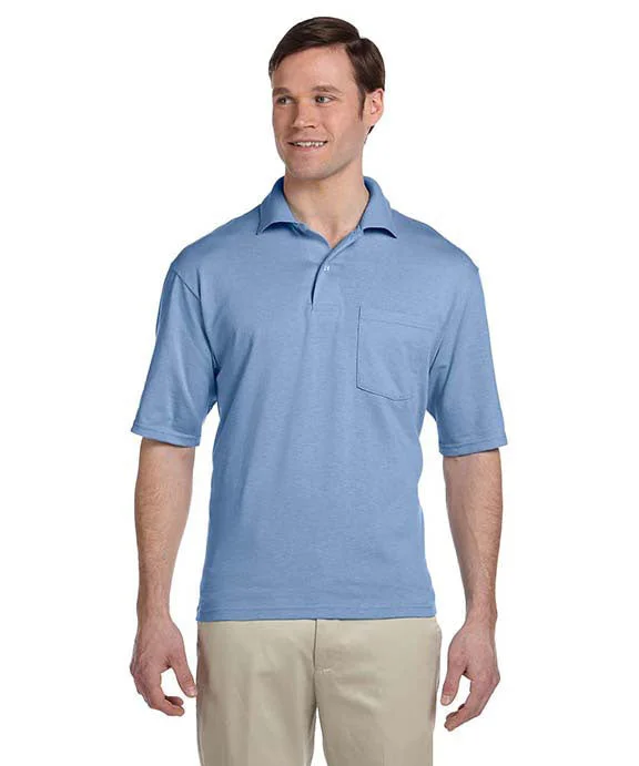 Men's budget - friendly basic polo shirts in multiple colorsMen Polo with a Color - Blocked Design for a Bold Fashion Statement436 - Jerzees Adult SpotShield™ Jersey Pocket Polo Shirt | Light Blue Men's budget - friendly basic polo shirts in multiple colorsMen Polo with a Color - Blocked Design for a Bold Fashion Statement436 - Jerzees Adult SpotShield™ Jersey Pocket Polo Shirt | Light Blue
