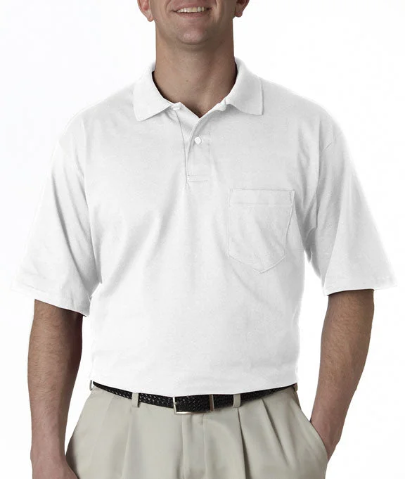 Men's UV - protected polo shirts for outdoor gardeningMen Polo with a Button - Down Collar for a Preppy and Stylish Vibe436 - Jerzees Adult SpotShield™ Jersey Pocket Polo Shirt | White Men's UV - protected polo shirts for outdoor gardeningMen Polo with a Button - Down Collar for a Preppy and Stylish Vibe436 - Jerzees Adult SpotShield™ Jersey Pocket Polo Shirt | White