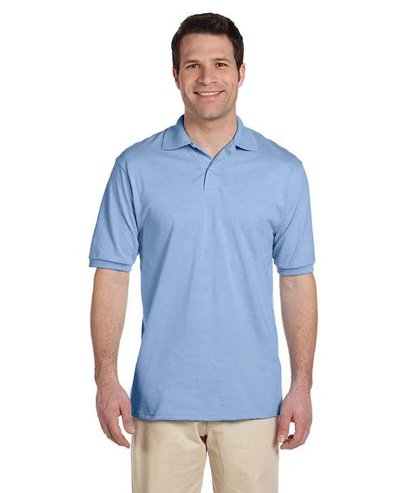 Men's UV - protected polo shirts for outdoor gardeningMen Polo with a Button - Down Collar for a Preppy and Stylish Vibe437 - Jerzees Adult SpotShield™ Jersey Polo Shirt | Light Blue