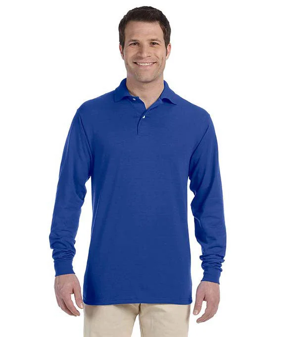 Men's two - tone stripe polo shirts with a preppy styleStretch - Cotton Men Polo for a Comfortable and Flexible Fit437L - Jerzees Adult SpotShield™ Long-Sleeve Jersey Polo Shirt | Royal Men's two - tone stripe polo shirts with a preppy styleStretch - Cotton Men Polo for a Comfortable and Flexible Fit437L - Jerzees Adult SpotShield™ Long-Sleeve Jersey Polo Shirt | Royal