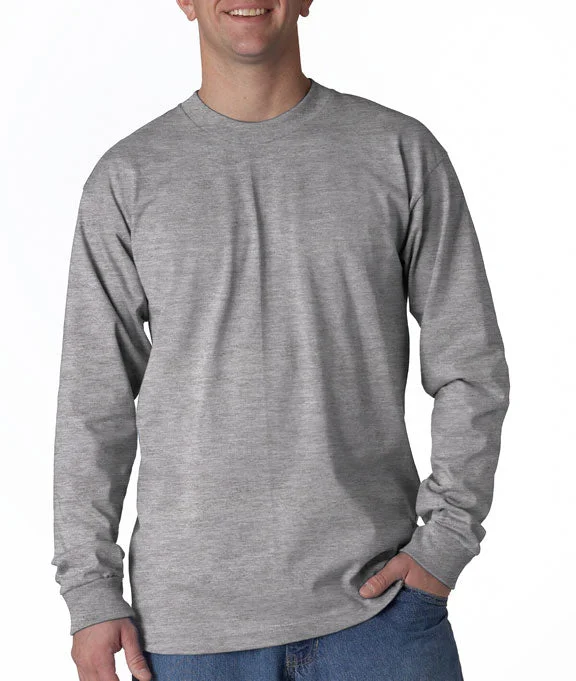 Men's long sleeve slim fit button - down shirts for business meetingsPique - Fabric Men Polo for a Textured and Classic Look5060 - Bayside Adult Long-Sleeve T-Shirt | Dark Ash
