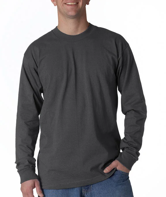 Men's long sleeve slim fit button - down shirts for business meetingsPique - Fabric Men Polo for a Textured and Classic Look6100 - Bayside Adult Long-Sleeve T-Shirt | Charcoal