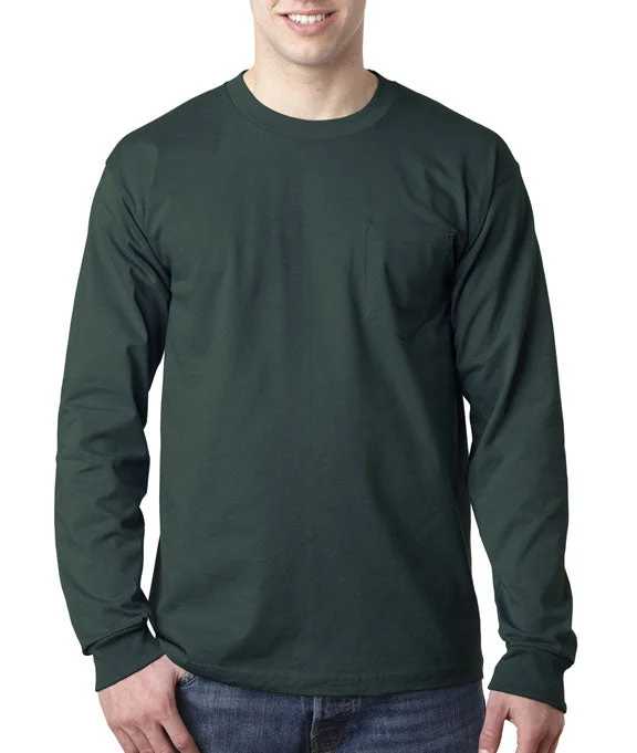 Men's button - front long sleeve Henley shirts with a casual charmMen Polo with a Slim - Fit Design for a Modern and Sleek Look8100 - Bayside Adult Long-Sleeve T-Shirt w/ Pocket | Forest Green Men's button - front long sleeve Henley shirts with a casual charmMen Polo with a Slim - Fit Design for a Modern and Sleek Look8100 - Bayside Adult Long-Sleeve T-Shirt w/ Pocket | Forest Green