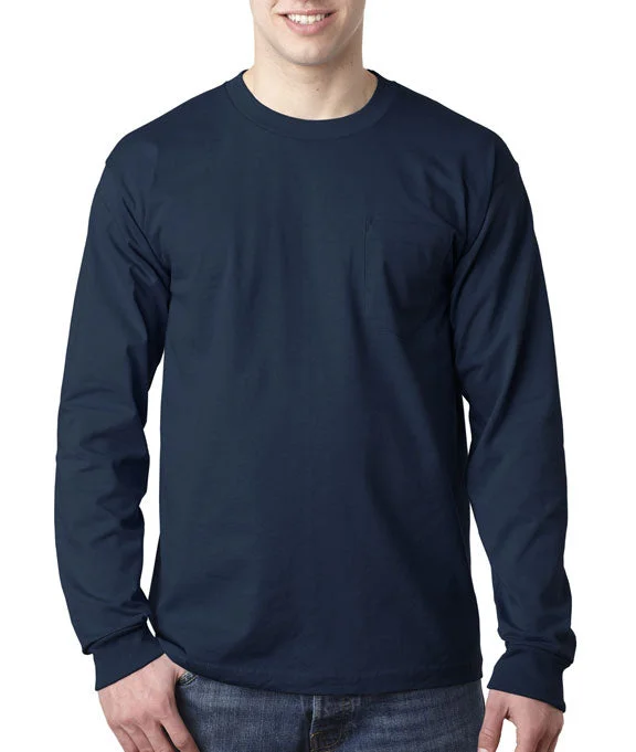 Men's anti - wrinkle long sleeve travel shirts for hassle - free tripsMen Polo with a Vent at the Sides for Better Breathability8100 - Bayside Adult Long-Sleeve T-Shirt w/ Pocket | Navy Men's anti - wrinkle long sleeve travel shirts for hassle - free tripsMen Polo with a Vent at the Sides for Better Breathability8100 - Bayside Adult Long-Sleeve T-Shirt w/ Pocket | Navy