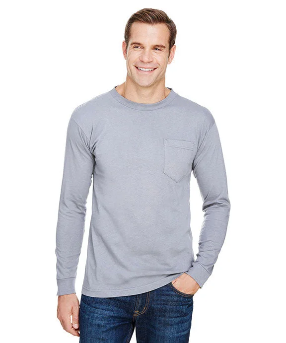 Men's anti - wrinkle long sleeve travel shirts for hassle - free tripsMen Polo with a Vent at the Sides for Better BreathabilityBA3055 - Bayside Unisex Union-Made Long-Sleeve Pocket Crew T-Shirt | Dark Ash Men's anti - wrinkle long sleeve travel shirts for hassle - free tripsMen Polo with a Vent at the Sides for Better BreathabilityBA3055 - Bayside Unisex Union-Made Long-Sleeve Pocket Crew T-Shirt | Dark Ash