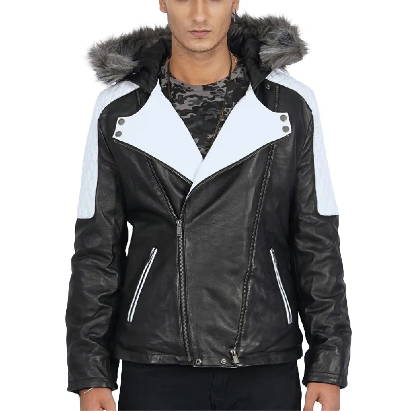 Men leather sport coats with a stretch - fabric panel for enhanced mobilityNotch - Collar Men Coat for a Sophisticated and Dapper LookBrentiny Hooded Leather Jacket Men leather sport coats with a stretch - fabric panel for enhanced mobilityNotch - Collar Men Coat for a Sophisticated and Dapper LookBrentiny Hooded Leather Jacket