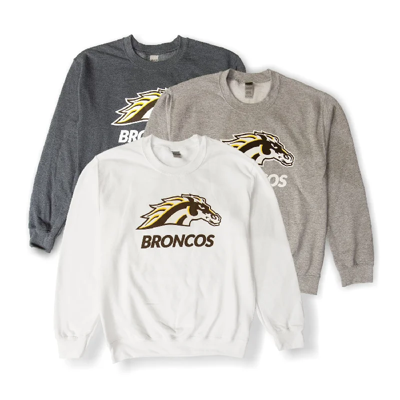Moisture - wicking men sweatshirt for workoutsColor - Blocked Men Sweatshirt for a Bold Fashion StatementBroncos Spirit Mark Crewneck Moisture - wicking men sweatshirt for workoutsColor - Blocked Men Sweatshirt for a Bold Fashion StatementBroncos Spirit Mark Crewneck