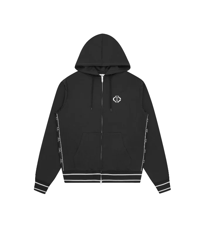 Men hoodie with a detachable hood for versatilityOversized - Hood Men Hoodie with a Relaxed and Casual VibeCONES & BONES TAPED TRACK TOP - BLACK Men hoodie with a detachable hood for versatilityOversized - Hood Men Hoodie with a Relaxed and Casual VibeCONES & BONES TAPED TRACK TOP - BLACK