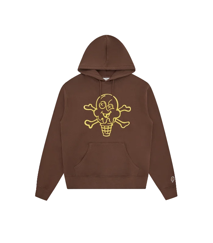 Lightweight men hoodie with mesh panels for breathabilityKangaroo - Pocket and Earphone - Hole Men Hoodie for Added ConvenienceCONES AND BONES POPOVER HOOD - BROWN Lightweight men hoodie with mesh panels for breathabilityKangaroo - Pocket and Earphone - Hole Men Hoodie for Added ConvenienceCONES AND BONES POPOVER HOOD - BROWN