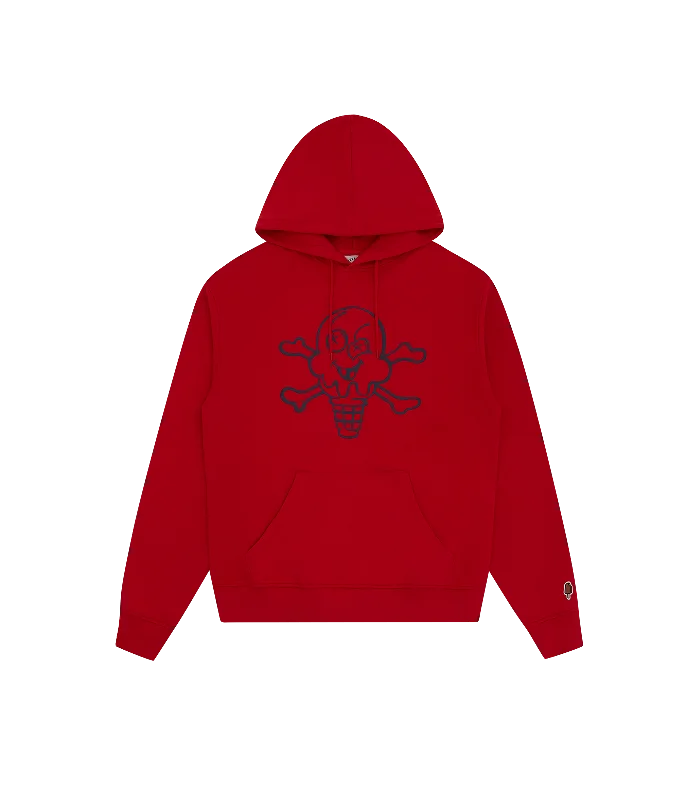 Oversized men hoodie with dropped shoulders for a streetwear lookDrawstring - Adjustable Men Hoodie for a Custom FitCONES AND BONES POPOVER HOOD - RED Oversized men hoodie with dropped shoulders for a streetwear lookDrawstring - Adjustable Men Hoodie for a Custom FitCONES AND BONES POPOVER HOOD - RED