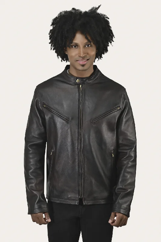 Men leather peacoats with a wool - blend lining for extra warmth in cold weatherPlaid Men Coat with a Traditional and Preppy PatternContemporary Racer Leather Jacket Men leather peacoats with a wool - blend lining for extra warmth in cold weatherPlaid Men Coat with a Traditional and Preppy PatternContemporary Racer Leather Jacket