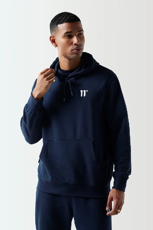 Organic cotton men hoodie for a sustainable and soft feelZip - Up Men Hoodie with Multiple Zipper PocketsCore Pullover Hoodie - Navy