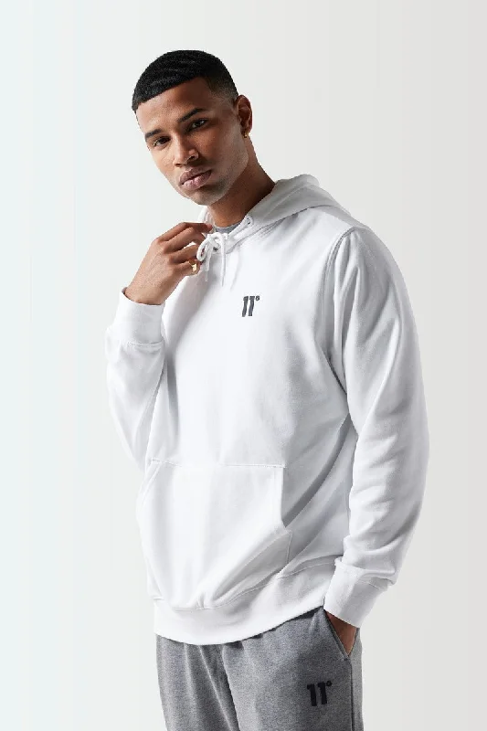 Plus - size men hoodie with a roomy fit for comfortReflective - Striped Men Hoodie for Safety in Low - Light ConditionsCore Pullover Hoodie - White Plus - size men hoodie with a roomy fit for comfortReflective - Striped Men Hoodie for Safety in Low - Light ConditionsCore Pullover Hoodie - White