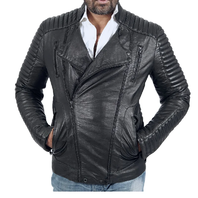 Men leather bomber jackets with ribbed cuffs and hem for a snug and retro feelParka - Style Men Coat with a Hood and Faux - Fur TrimDaim Quilted Leather Jacket Men leather bomber jackets with ribbed cuffs and hem for a snug and retro feelParka - Style Men Coat with a Hood and Faux - Fur TrimDaim Quilted Leather Jacket