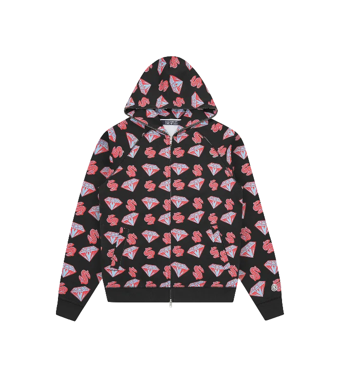 Men hoodie with a kangaroo pocket and ribbed cuffsSleeveless Men Hoodie for a Sporty and Edgy StyleDIAMONDS & DOLLARS ZIP THROUGH HOOD - BLACK Men hoodie with a kangaroo pocket and ribbed cuffsSleeveless Men Hoodie for a Sporty and Edgy StyleDIAMONDS & DOLLARS ZIP THROUGH HOOD - BLACK