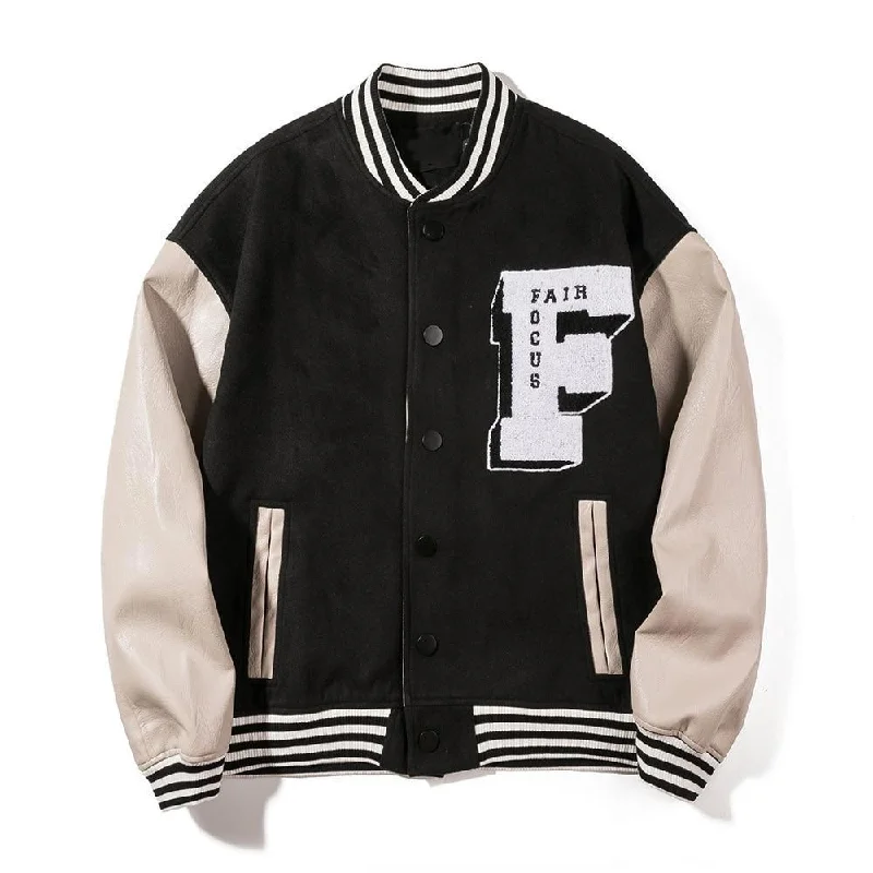 Men leather bomber jackets with ribbed cuffs and hem for a snug and retro feelParka - Style Men Coat with a Hood and Faux - Fur TrimFair Focus Baseball Jacket UNISEX Men leather bomber jackets with ribbed cuffs and hem for a snug and retro feelParka - Style Men Coat with a Hood and Faux - Fur TrimFair Focus Baseball Jacket UNISEX