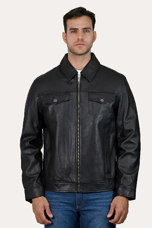 Men leather driving jackets with a suede interior for a luxurious and comfortable touchOvercoat - Length Men Coat for a Dramatic and Stylish LookFrye Black Trucker Jacket Men leather driving jackets with a suede interior for a luxurious and comfortable touchOvercoat - Length Men Coat for a Dramatic and Stylish LookFrye Black Trucker Jacket