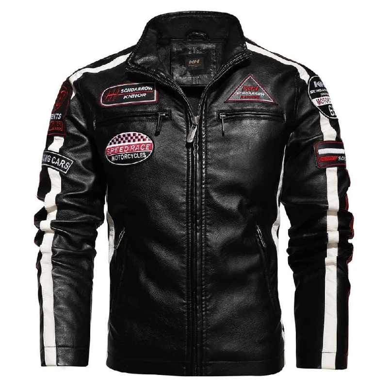 Men leather sport coats with a stretch - fabric panel for enhanced mobilityNotch - Collar Men Coat for a Sophisticated and Dapper LookLeather Motorcyle Jackets For Men