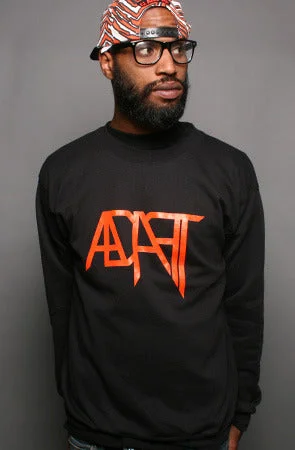 Fleece - lined men sweatshirt for extra warmth in winterRaglan - Sleeve Men Sweatshirt for Enhanced MobilityLow Go (Men's Black/Orange Crewneck) Fleece - lined men sweatshirt for extra warmth in winterRaglan - Sleeve Men Sweatshirt for Enhanced MobilityLow Go (Men's Black/Orange Crewneck)