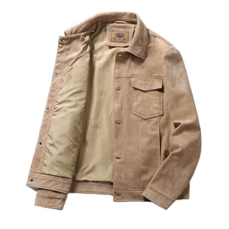 Men leather pea jackets with a high - collar for added warmth and a classic nautical styleCamel - Colored Men Coat for a Timeless and Elegant HueMacAnthony Suede Leather Jacket For Men Men leather pea jackets with a high - collar for added warmth and a classic nautical styleCamel - Colored Men Coat for a Timeless and Elegant HueMacAnthony Suede Leather Jacket For Men