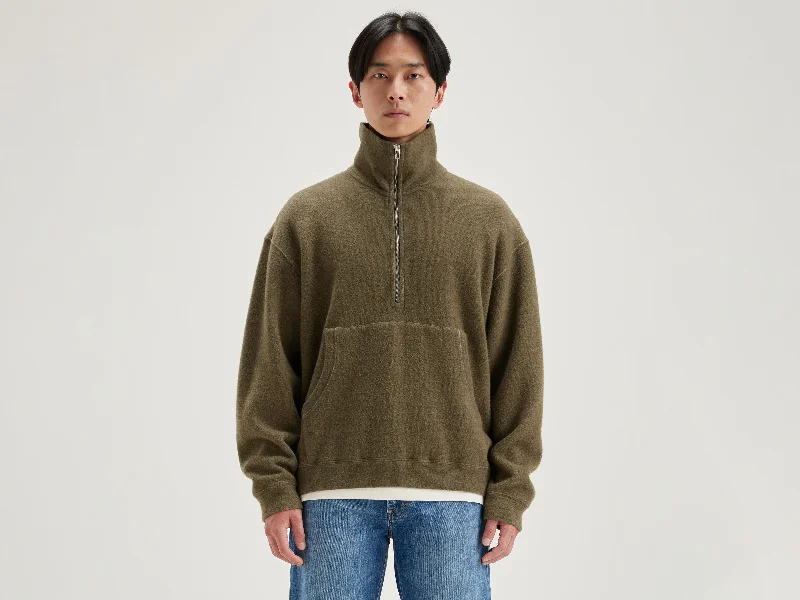 Moisture - wicking men sweatshirt for workoutsColor - Blocked Men Sweatshirt for a Bold Fashion StatementMabro zipped-collar sweatshirt (242 / M / MILITARY) Moisture - wicking men sweatshirt for workoutsColor - Blocked Men Sweatshirt for a Bold Fashion StatementMabro zipped-collar sweatshirt (242 / M / MILITARY)