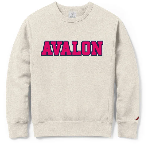 V - neck men sweatshirt for a unique lookLong - Length Men Sweatshirt for a Trendy and Layered LookAvalon Stadium Crew Unisex Fit - Oatmeal with Pink V - neck men sweatshirt for a unique lookLong - Length Men Sweatshirt for a Trendy and Layered LookAvalon Stadium Crew Unisex Fit - Oatmeal with Pink