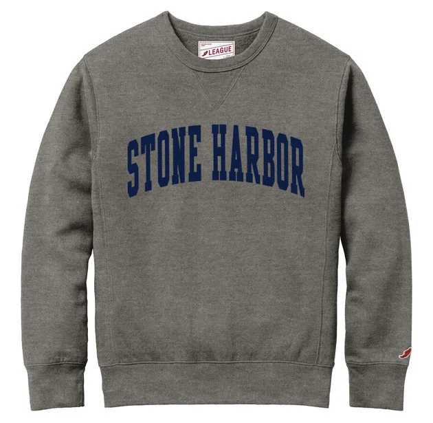 Hooded men sweatshirt with a drawstring closureRibbed - Cuff Men Sweatshirt for a Neat and Tidy LookMen's Stone Harbor Stadium Crew - Phys Ed Gray Hooded men sweatshirt with a drawstring closureRibbed - Cuff Men Sweatshirt for a Neat and Tidy LookMen's Stone Harbor Stadium Crew - Phys Ed Gray