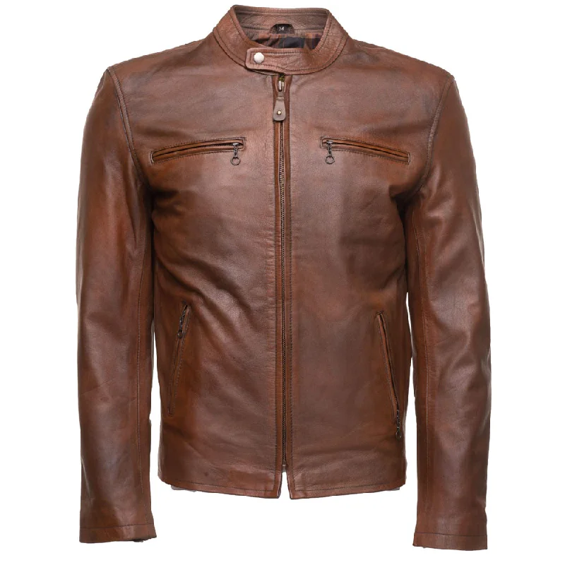 Men leather trench coats with a double - breasted design for a classic and sophisticated lookBelted Men Coat for a Defined Waist and Stylish SilhouetteNick Hawley's Two -Tone brown Cafe racer Leather Jacket Men leather trench coats with a double - breasted design for a classic and sophisticated lookBelted Men Coat for a Defined Waist and Stylish SilhouetteNick Hawley's Two -Tone brown Cafe racer Leather Jacket