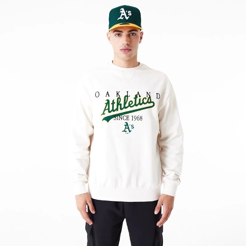 Men hoodie with a kangaroo pocket and ribbed cuffsSleeveless Men Hoodie for a Sporty and Edgy StyleOakland Athletics MLB Lifestyle Off White Crew Neck Sweatshirt Men hoodie with a kangaroo pocket and ribbed cuffsSleeveless Men Hoodie for a Sporty and Edgy StyleOakland Athletics MLB Lifestyle Off White Crew Neck Sweatshirt