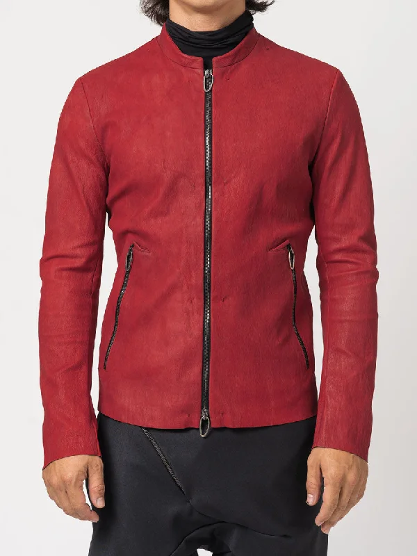 Men leather jackets with a distressed look for a rugged and vintage appealWool - Rich Men Coat for Exceptional Warmth and QualityRed Textured Leather Jacket