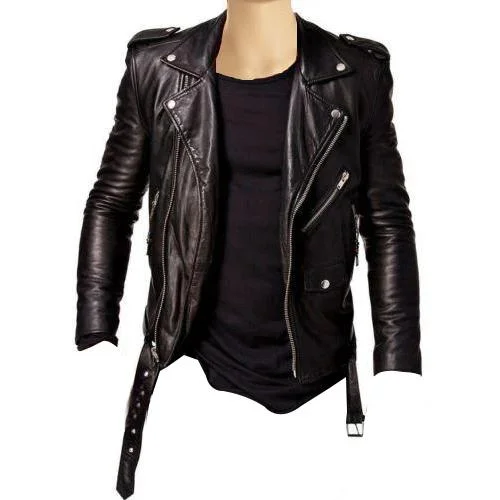 Men leather windbreakers with a lightweight leather construction for a breezy feelToggle - Fastened Men Coat for a Rustic and Casual VibeSlim fit biker style jacket with belt Men leather windbreakers with a lightweight leather construction for a breezy feelToggle - Fastened Men Coat for a Rustic and Casual VibeSlim fit biker style jacket with belt