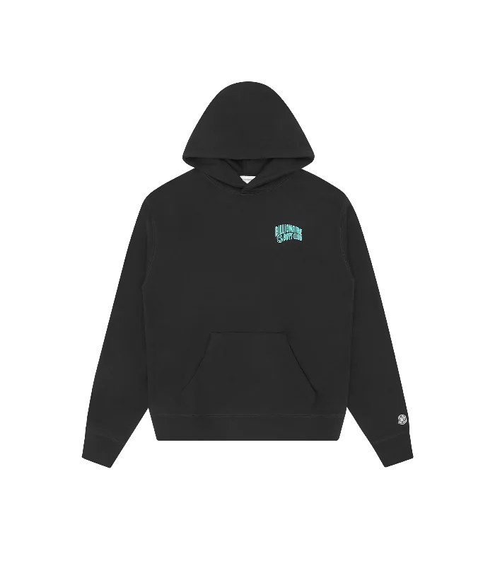 Men hoodie with a kangaroo pocket and ribbed cuffsSleeveless Men Hoodie for a Sporty and Edgy StyleSMALL ARCH LOGO POPOVER HOOD - BLACK/GREEN LOGO Men hoodie with a kangaroo pocket and ribbed cuffsSleeveless Men Hoodie for a Sporty and Edgy StyleSMALL ARCH LOGO POPOVER HOOD - BLACK/GREEN LOGO