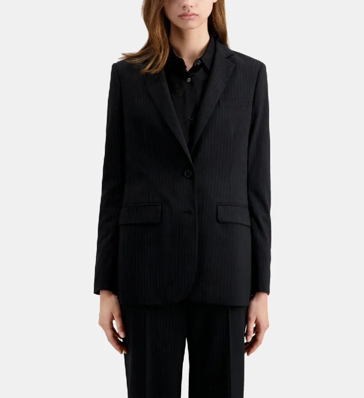 Striped Wool-blend Suit Jacket