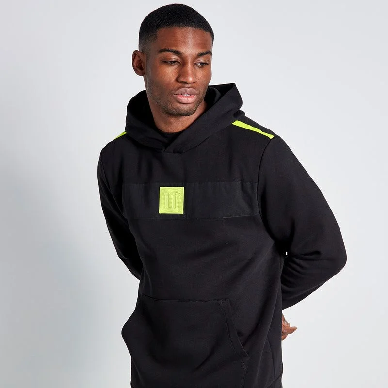 Zip - up men hoodie with multiple pockets for storageKangaroo - Pocket Men Hoodie with Hidden Pockets InsideTaped Cut and Sew Perforated Logo Hoodie - Black / Limeade Zip - up men hoodie with multiple pockets for storageKangaroo - Pocket Men Hoodie with Hidden Pockets InsideTaped Cut and Sew Perforated Logo Hoodie - Black / Limeade