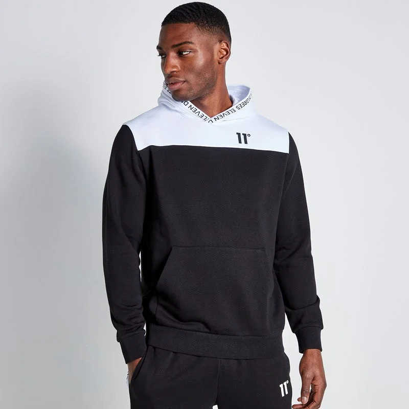 Organic cotton men hoodie for a sustainable and soft feelZip - Up Men Hoodie with Multiple Zipper PocketsText Print Block Hoodie - Black / White Organic cotton men hoodie for a sustainable and soft feelZip - Up Men Hoodie with Multiple Zipper PocketsText Print Block Hoodie - Black / White