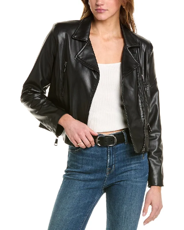 THEO The Label Hera V-Leather Zip Biker Jacket