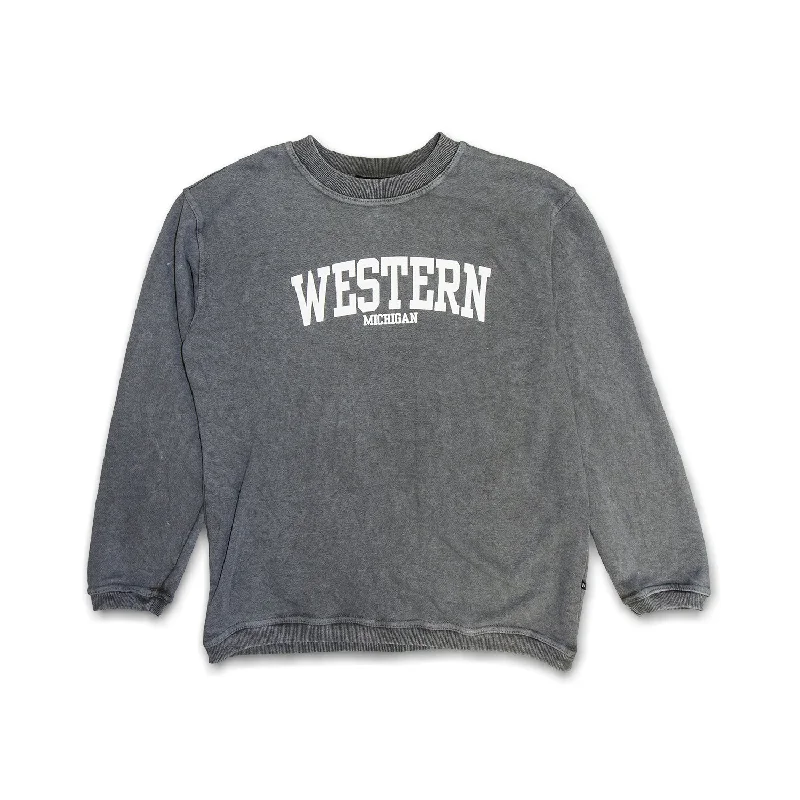 Solid - color men sweatshirt in classic navy blueCrew - Neck Men Sweatshirt in a Timeless DesignWestern Michigan Sandwash Crewneck Solid - color men sweatshirt in classic navy blueCrew - Neck Men Sweatshirt in a Timeless DesignWestern Michigan Sandwash Crewneck