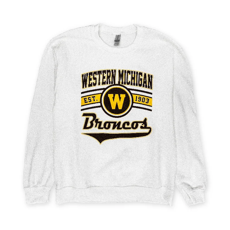 Lightweight men sweatshirt for spring and autumnBrushed - Inside Men Sweatshirt for Extra SoftnessWestern Michigan Broncos Retro Crewneck Lightweight men sweatshirt for spring and autumnBrushed - Inside Men Sweatshirt for Extra SoftnessWestern Michigan Broncos Retro Crewneck