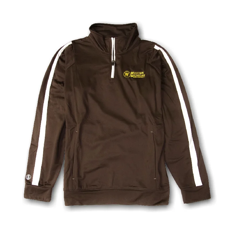 Lightweight men sweatshirt for spring and autumnBrushed - Inside Men Sweatshirt for Extra SoftnessWestern Michigan Stripe Quarter-Zip Lightweight men sweatshirt for spring and autumnBrushed - Inside Men Sweatshirt for Extra SoftnessWestern Michigan Stripe Quarter-Zip