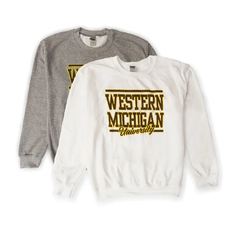 Thermal men sweatshirt for cold - weather activitiesThermal - Lined Men Sweatshirt for Extreme Cold WeatherWestern Michigan Script Crewneck Thermal men sweatshirt for cold - weather activitiesThermal - Lined Men Sweatshirt for Extreme Cold WeatherWestern Michigan Script Crewneck