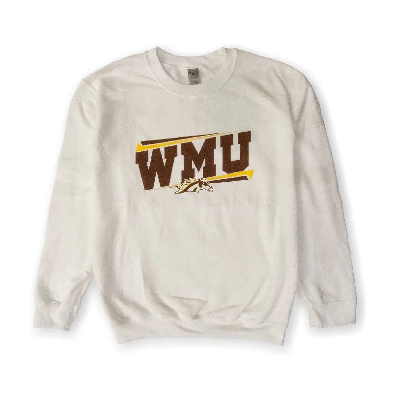 Hooded men sweatshirt with a drawstring closureRibbed - Cuff Men Sweatshirt for a Neat and Tidy LookWMU Slant Crewneck