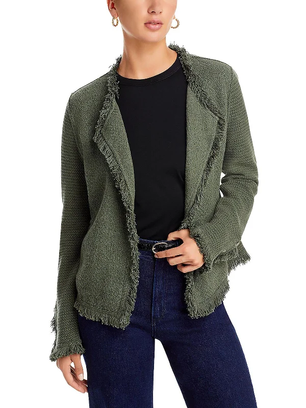 Womens Fringe Cardigan Open-Front Blazer