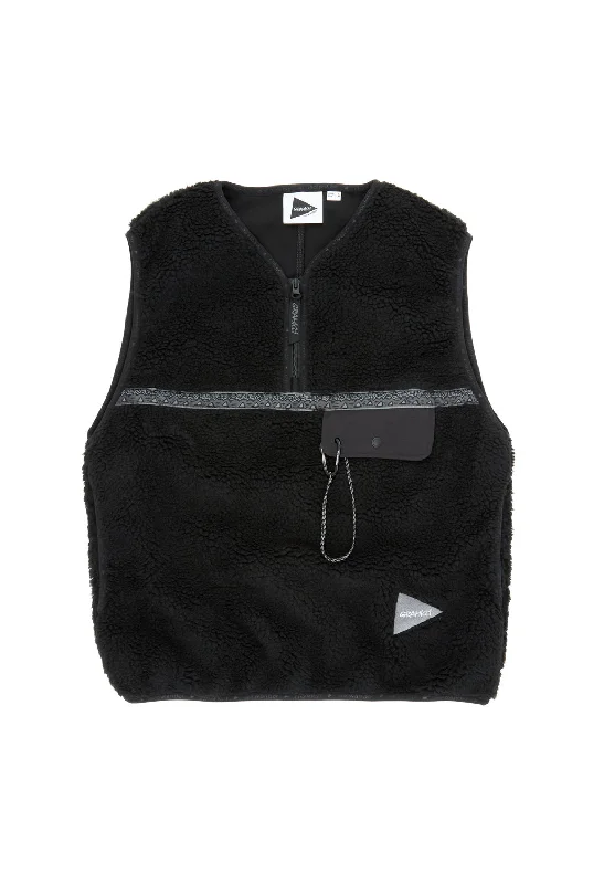 Men fleece zip - up hoodies for outdoor adventuresAnti - Pilling Men Fleece for Long - Lasting QualityGramicci x And Wander JQ Tape Fleece Vest - BLACK Men fleece zip - up hoodies for outdoor adventuresAnti - Pilling Men Fleece for Long - Lasting QualityGramicci x And Wander JQ Tape Fleece Vest - BLACK