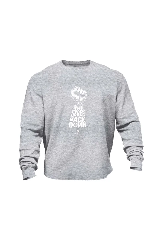 Zip - up men sweatshirt for easy on - and - offOrganic Cotton Men Sweatshirt for an Eco - Friendly ChoiceXAPE Never Back Down Sweatshirt - Grey Marl Zip - up men sweatshirt for easy on - and - offOrganic Cotton Men Sweatshirt for an Eco - Friendly ChoiceXAPE Never Back Down Sweatshirt - Grey Marl