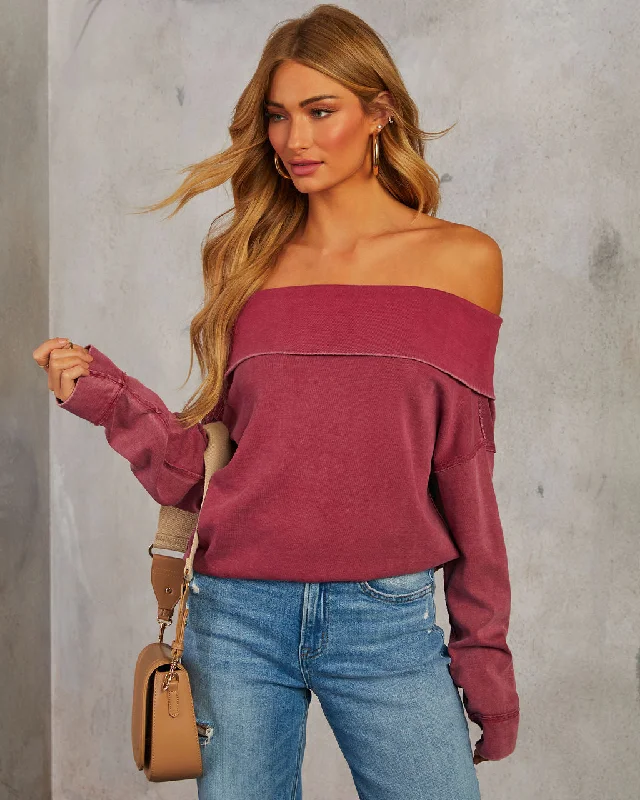 Coffee Run Off The Shoulder Sweater